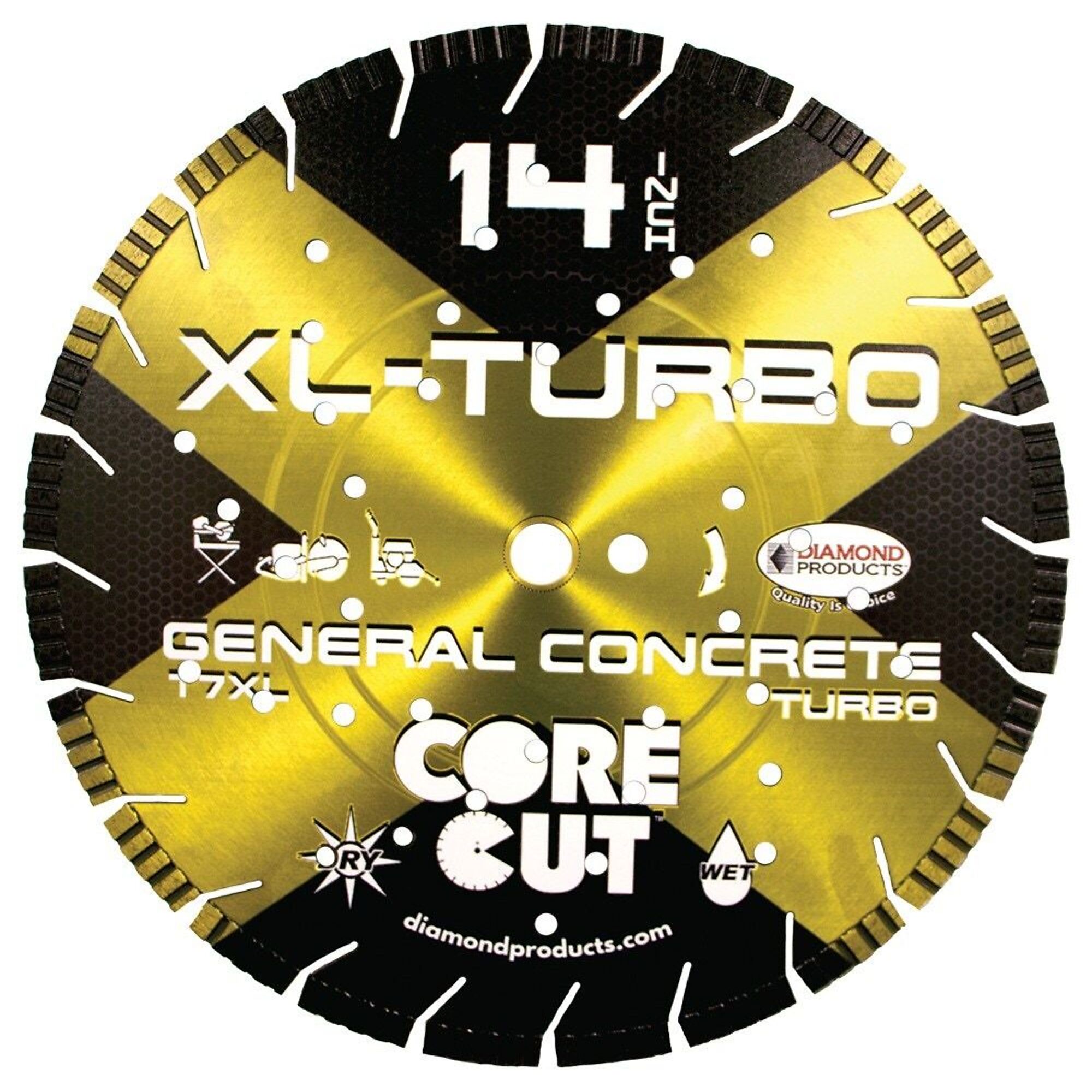 Diamond XL-Turbo High Speed Diamond Blade W/Air Holes 14" X .125" X 1"